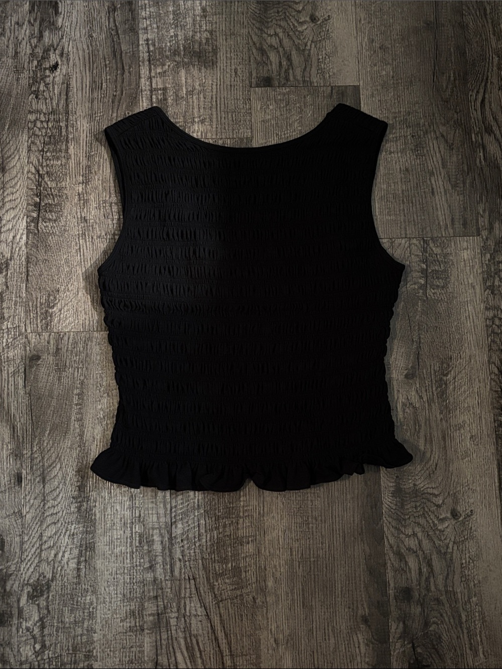Abercrombie & Fitch Smocked Tank Top - Black - Size Large